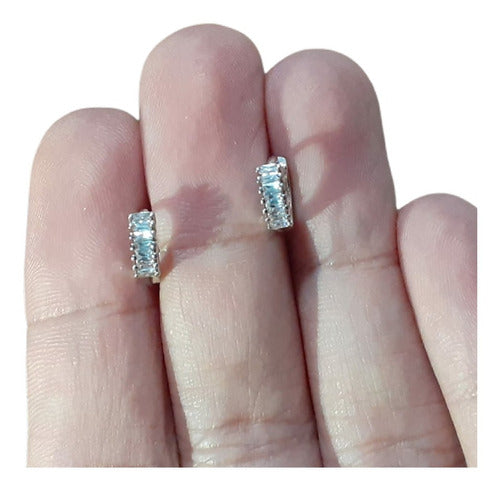 Brinco Argola Pedra De Zircônia Prata 6 Mm Clicker 2 3 Furo