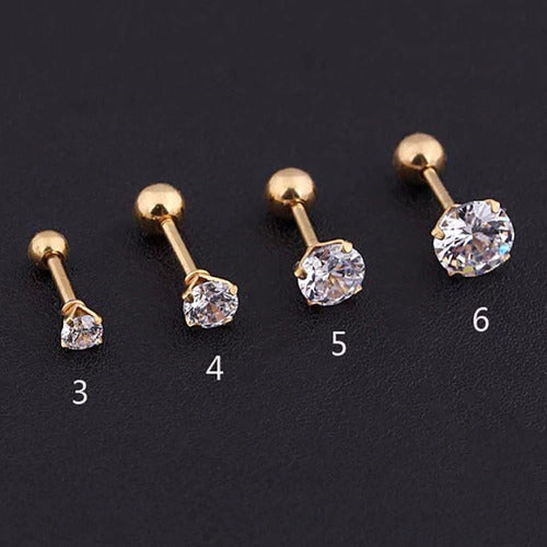 Piercing Tragus Cartilagem Ponto De Luz Dourado 2 3 4 5 Mm