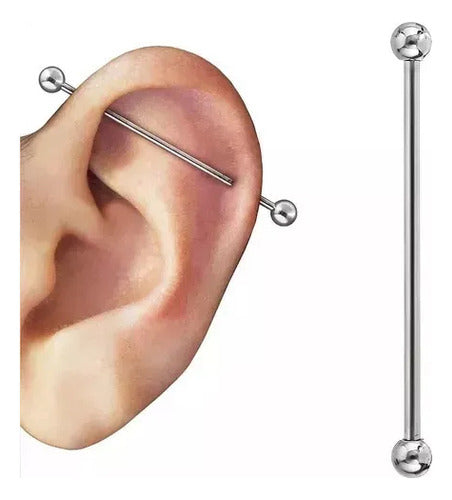 Kit 5 Piercing Transversal Cartilagem Aço Cirúrgico 38 Mm