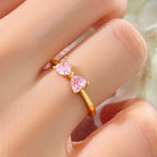 Anel Falange Pedra Zirconia Festa Dourado Coração Delicado