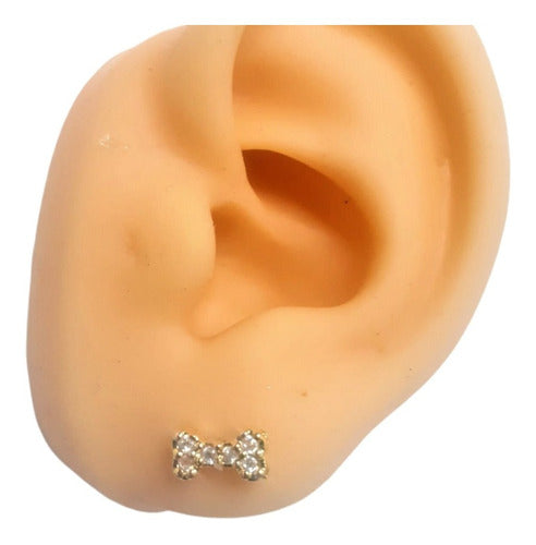 Brinco Infantil Pequeno Dourado Pedra Zirconia Antialérgico
