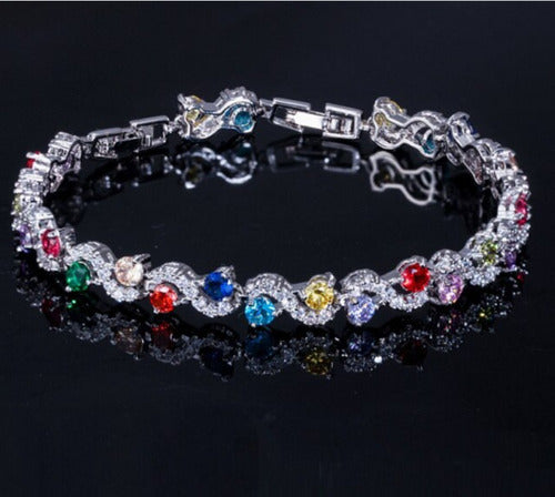 Pulseira Bracelete Prata Ou Dourada Zircônia Noiva Debutante