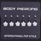 Piercing De Umbigo Prata Flor Zirconia Pequeno Aço 316