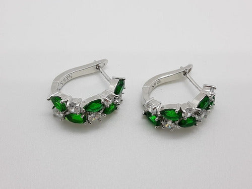 Brinco Pedra Zirconia Prata Madrinha Mãe D Noivos Verde Azul