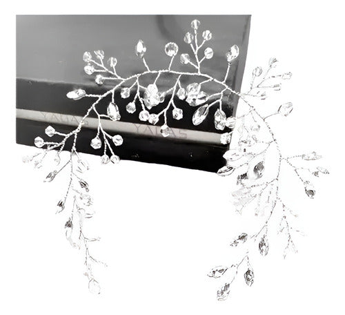 Tiara Arranjo Enfeite Cabelo Noiva Fio Cristal Strass Prata