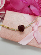 Colar Chocker Zirconia Coração Vermelho Preto Branco Riviera