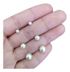 Trio Brinco Pérola Dourado Folheado Ouro 18k 3 5 8 Mm