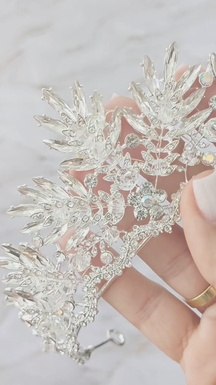 Coroa Tiara Cabelo Noiva Strass Prata Debutante Formatura