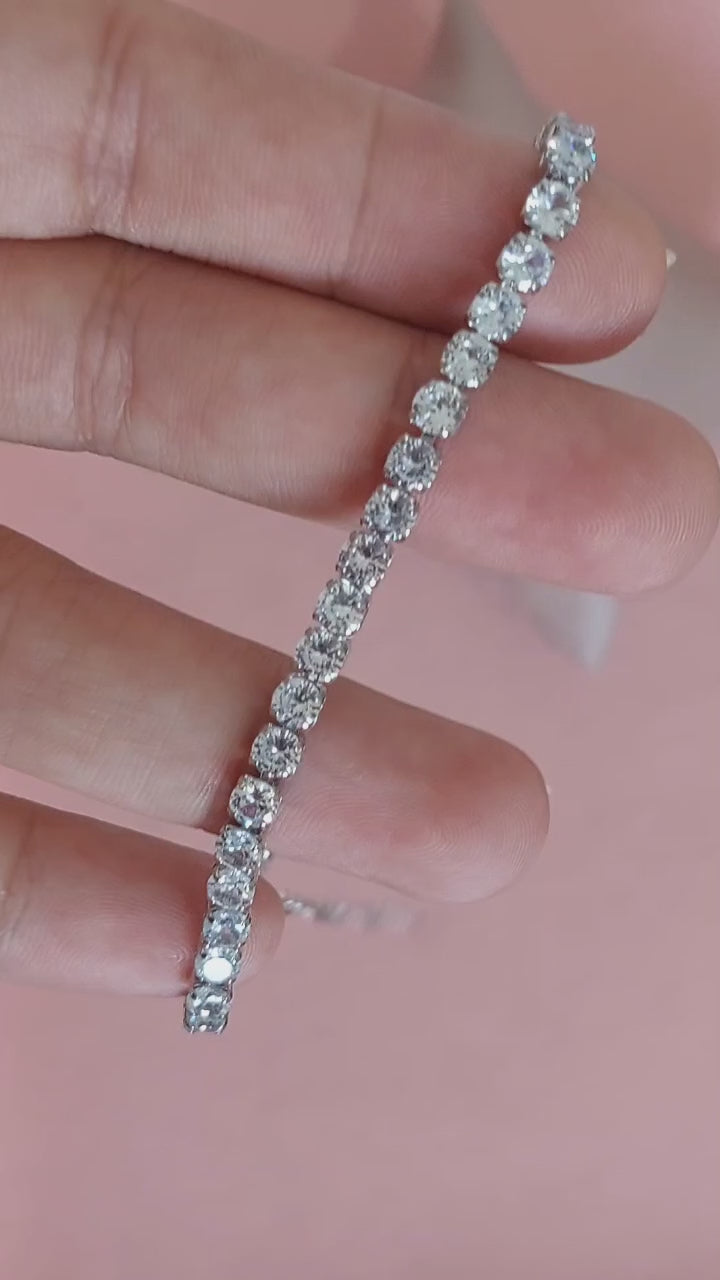 Tornozeleira Riviera Pedra Zirconia Prata Folheada A Ródio