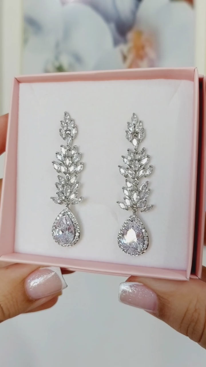 Brinco Noiva Zirconia Prata Pendurado Festa Debutante Luxo