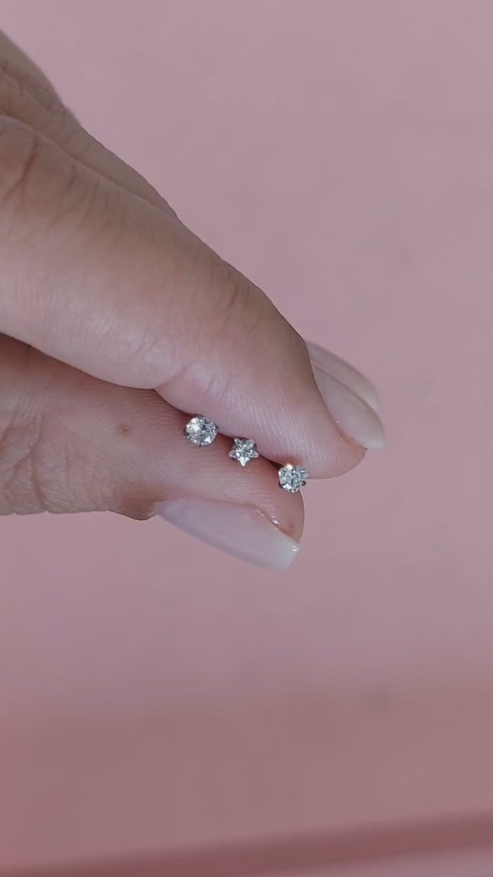 Piercing Nariz Nostril Estrela Pedra Zirconia 3mm Pt De Luz