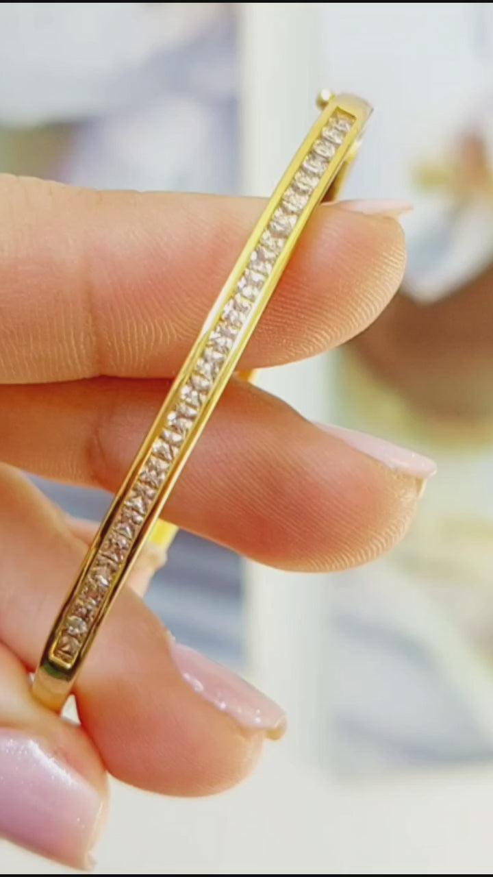 Pulseira Bracelete Dourada Com Pedra Zircônia Festa Semijoia