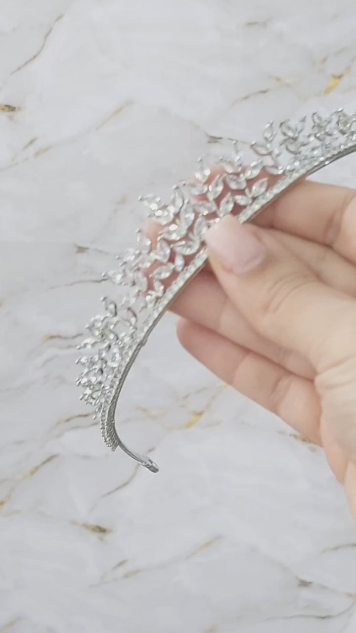 Coroa Tiara Cabelo Noiva Prata Zirconia Princesa Luxo