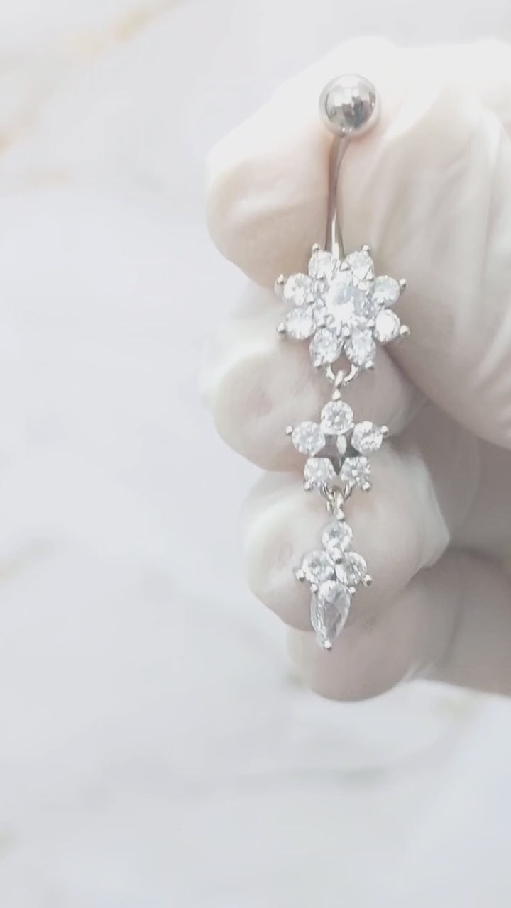 Piercing De Umbigo Dourado Ouro Pendurado Estrela Invertido