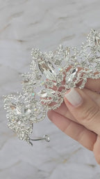 Coroa Tiara Arranjo Cabelo Noiva Strass Dourada Ouro Luxo