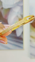 Pulseira Bracelete Dourada Com Pedra Zircônia Noiva Semijoia