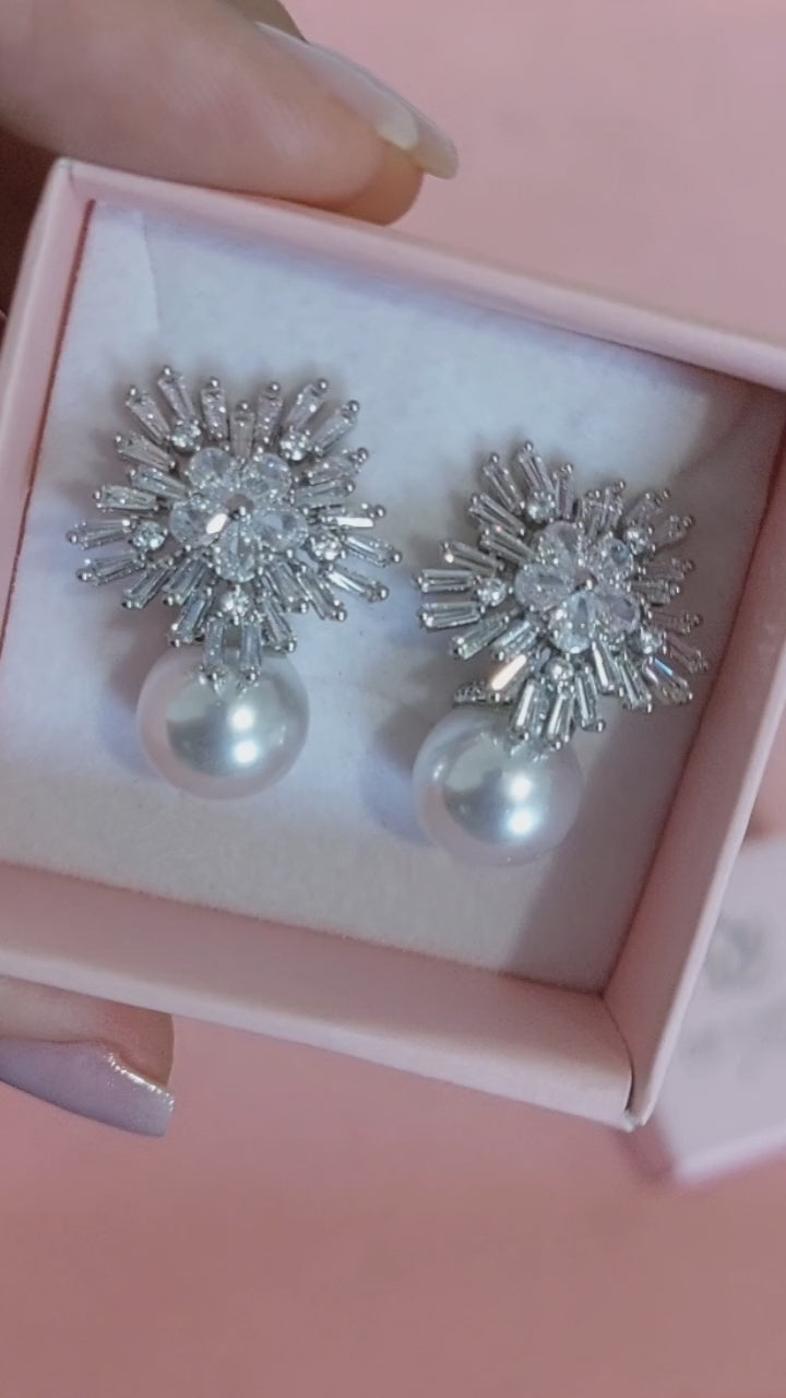 Brinco Zirconia E Pérola Noiva Pequeno Delicado Festa Luxo