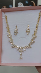 Colar E Brinco Noiva Zircônia Dourado Festa Debutante Luxo