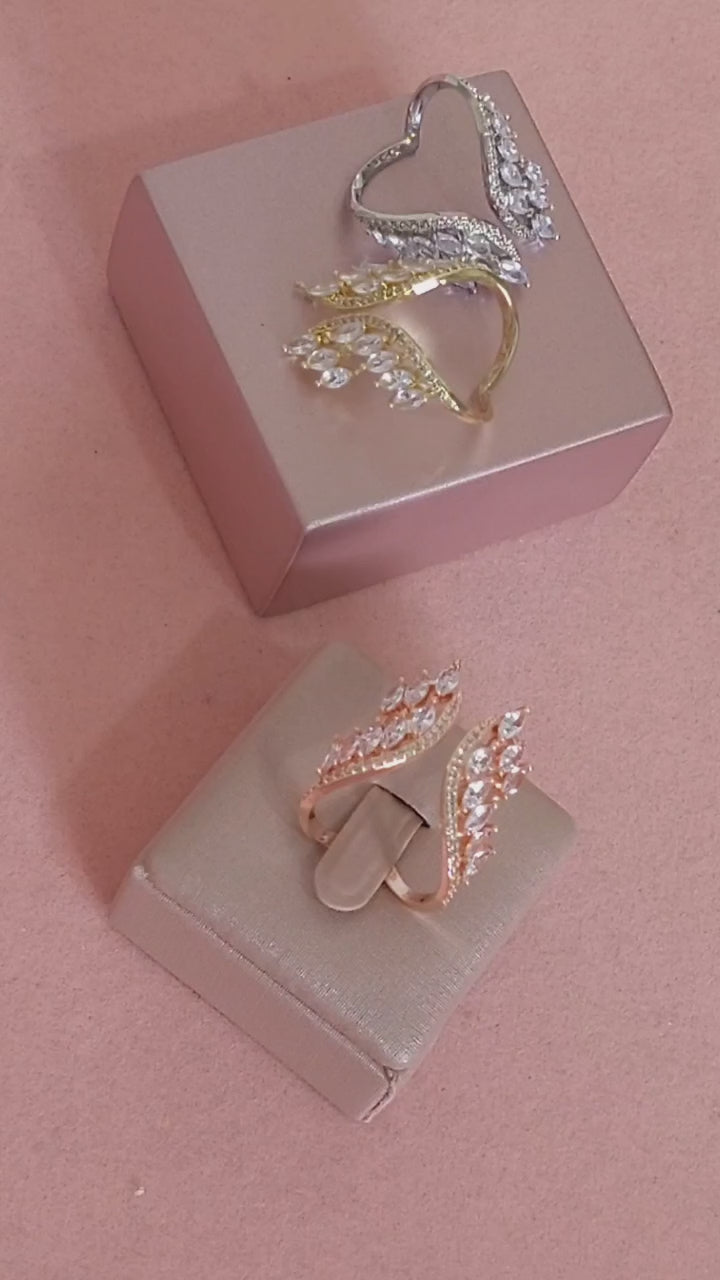 Anel Noiva Pedra Zirconia Festa Prata Ou Dourado Casamento