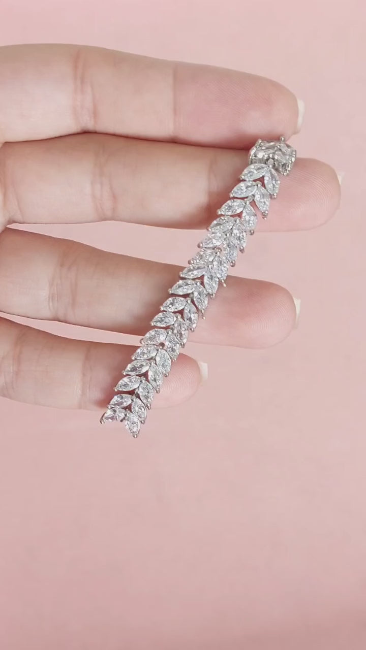 Pulseira Bracelete Prata Com Zircônia Noiva Debutante Festa