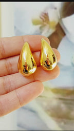 Brinco Grande Gota Gorda Lagrima Virgula Roliço Moda Folhead