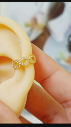 Piercing Argola Falso Fake Dourado Pedra Zirconia Semi Joia