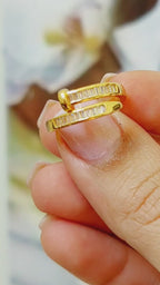 Anel Prego Pedra Zirconia Festa Dourado Ajustável Folheado