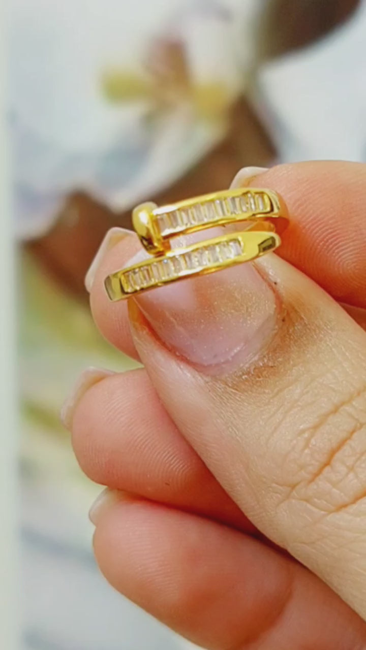 Anel Prego Pedra Zirconia Festa Dourado Ajustável Folheado