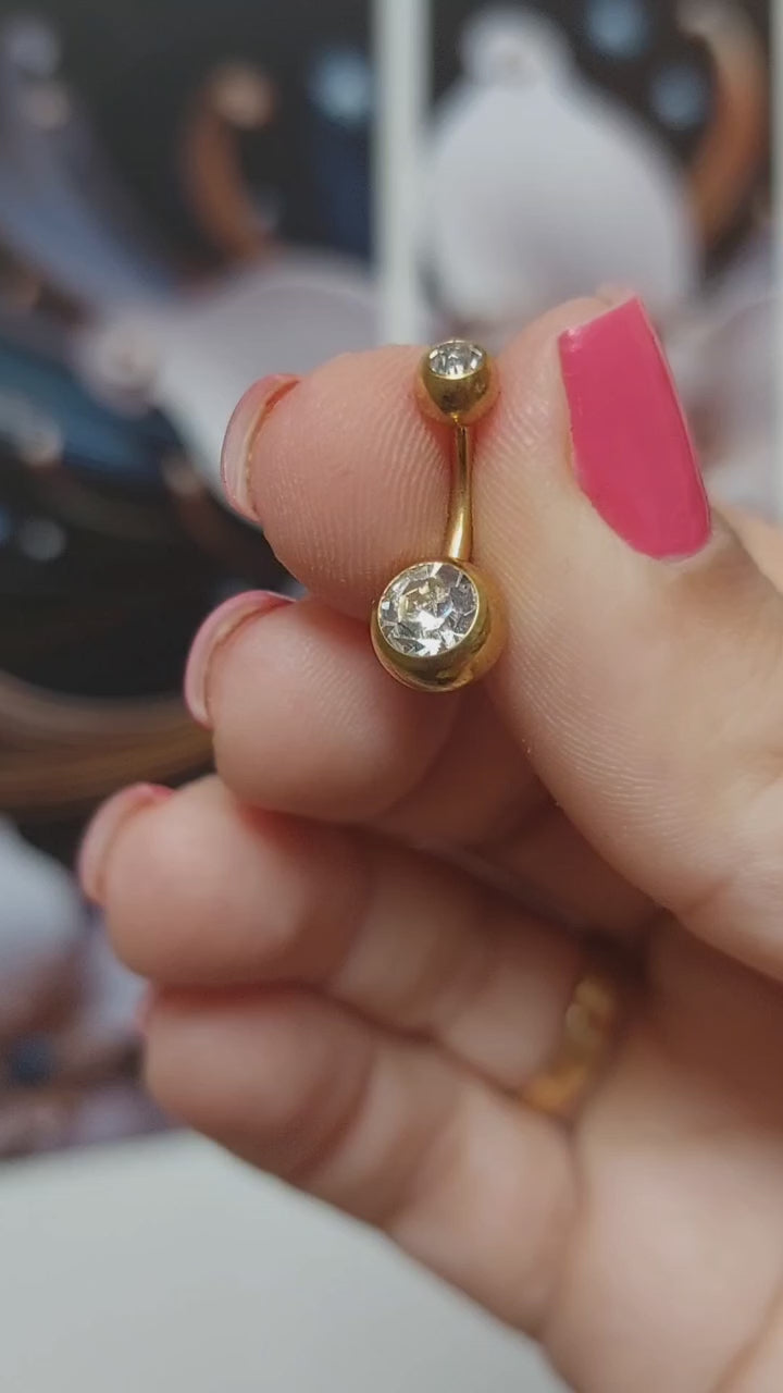 Piercing De Umbigo 100% Titânio Dourado Prata