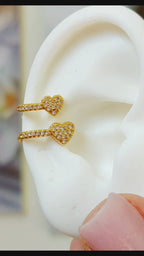 Piercing De Argola Duplo Falso Fake Dourado Coração Zirconia